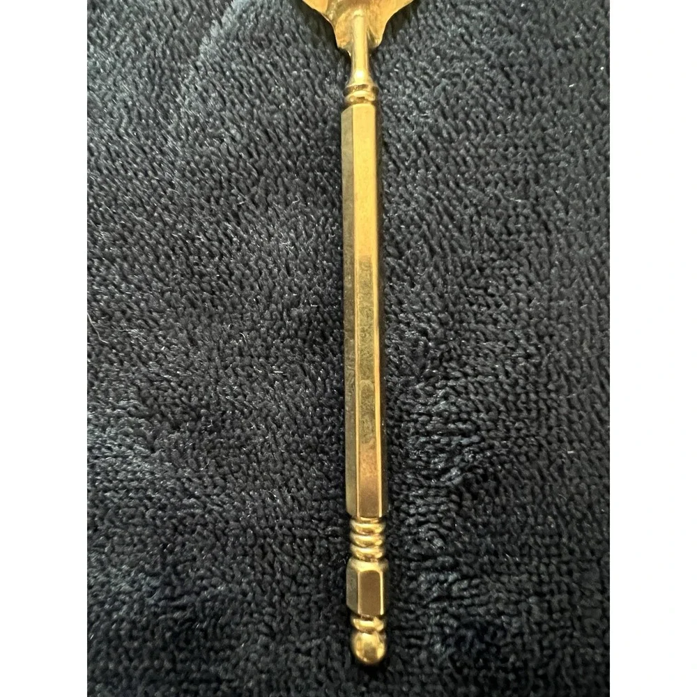 Vintage Demitasse Peacock Cloisonné Spoon Gold Tone Brass Enamel